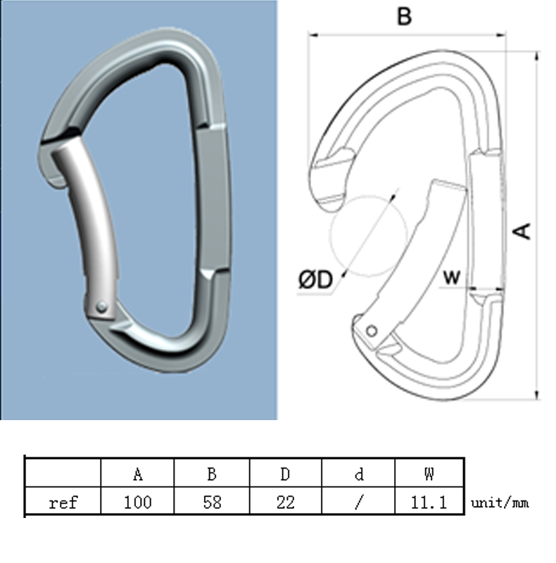 aluminum carabiner bent gate