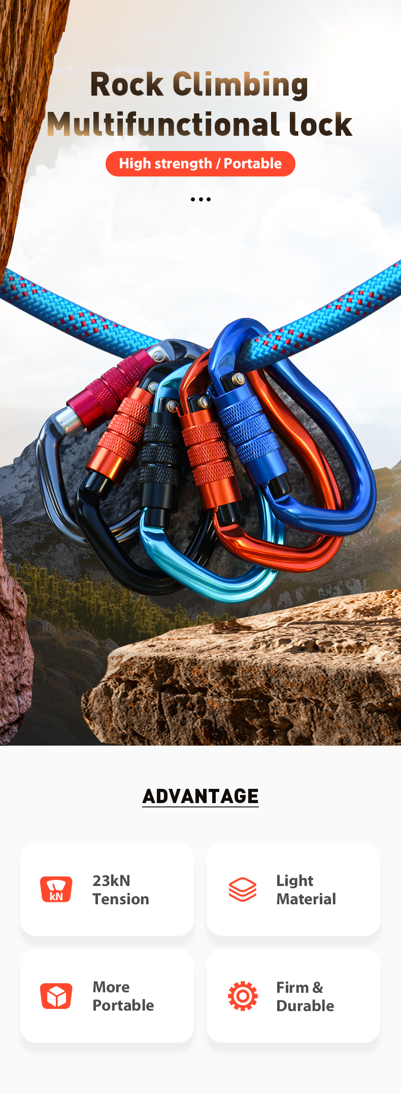 Pear shaped 23KN mountain buckle