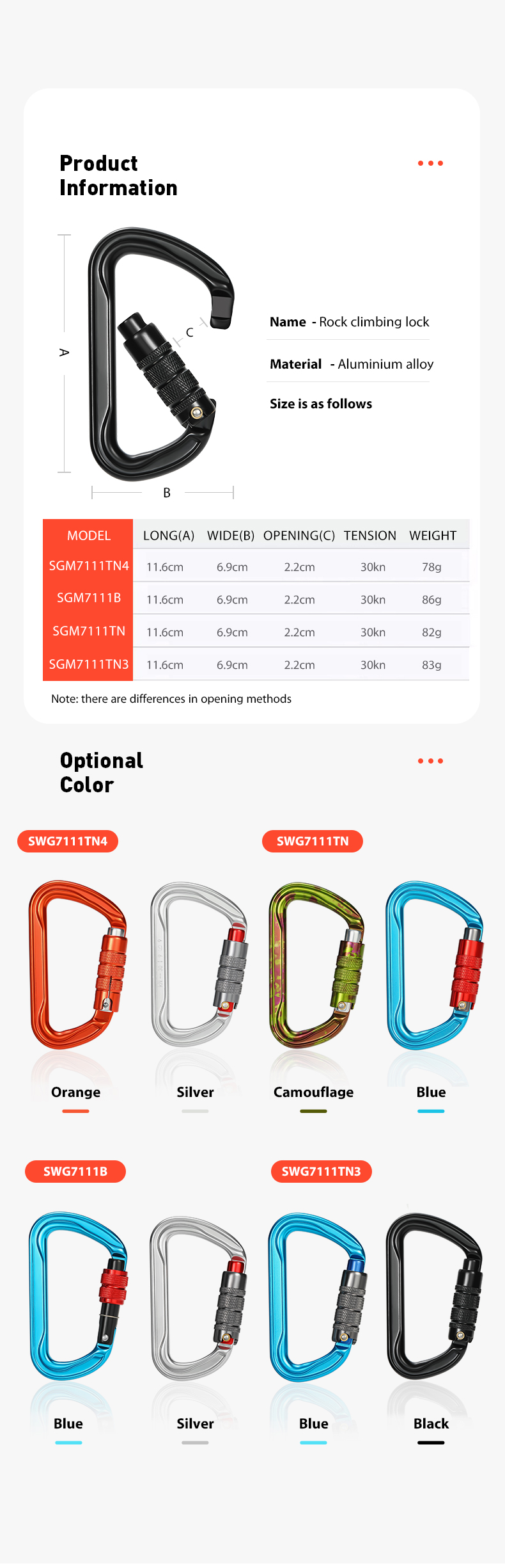 D shape 30kn Carabiner