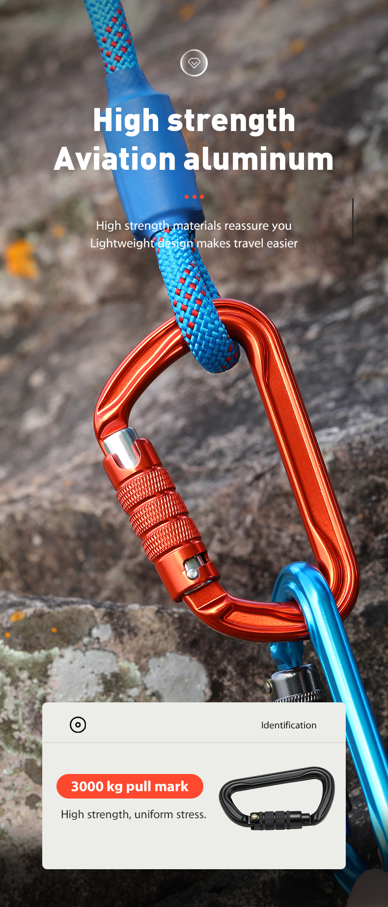 D shape 30kn Carabiner