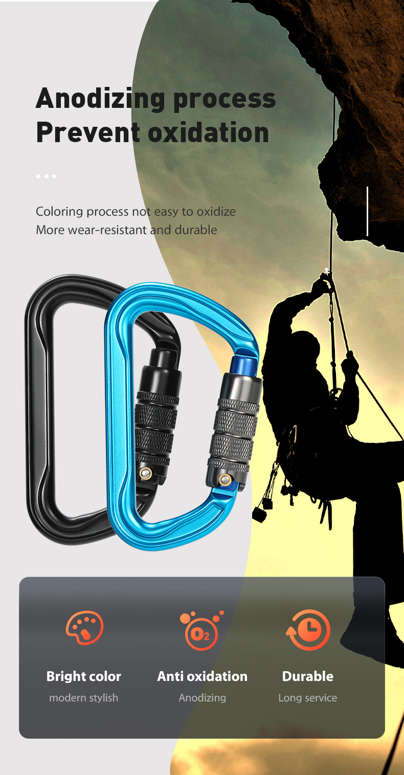 D shape 30kn Carabiner