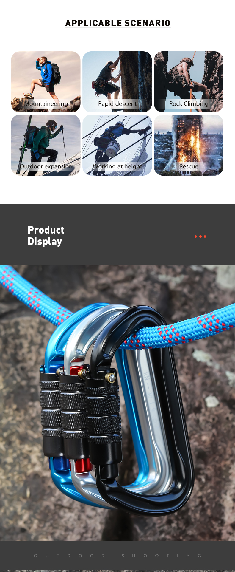 D shape 30kn Carabiner
