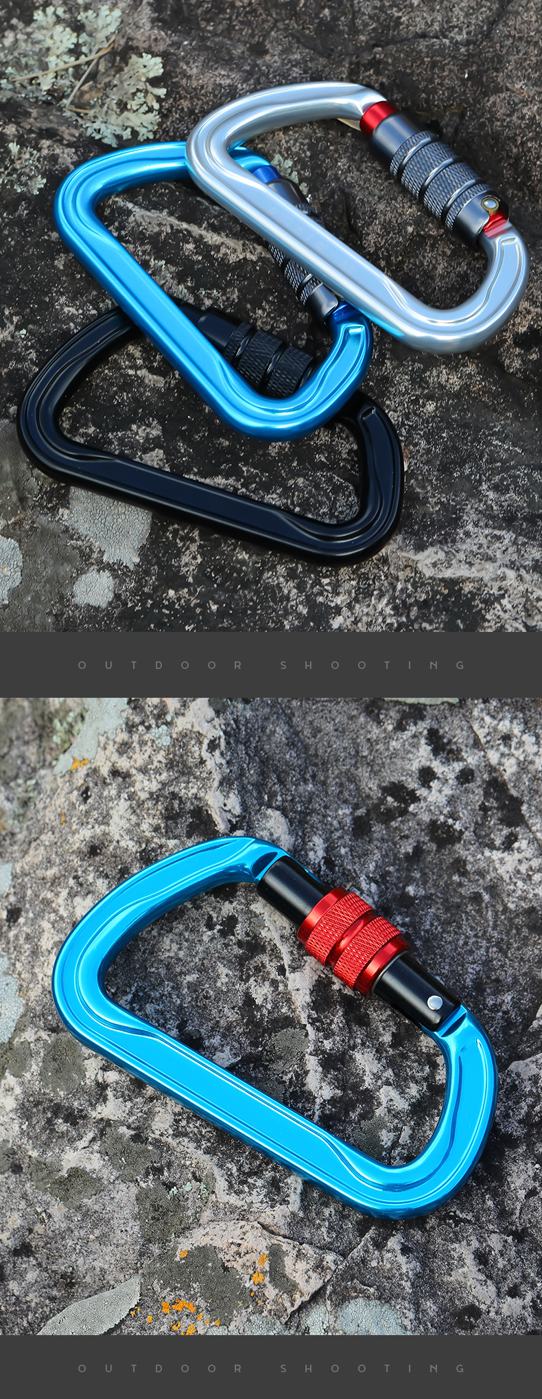 D shape 30kn Carabiner