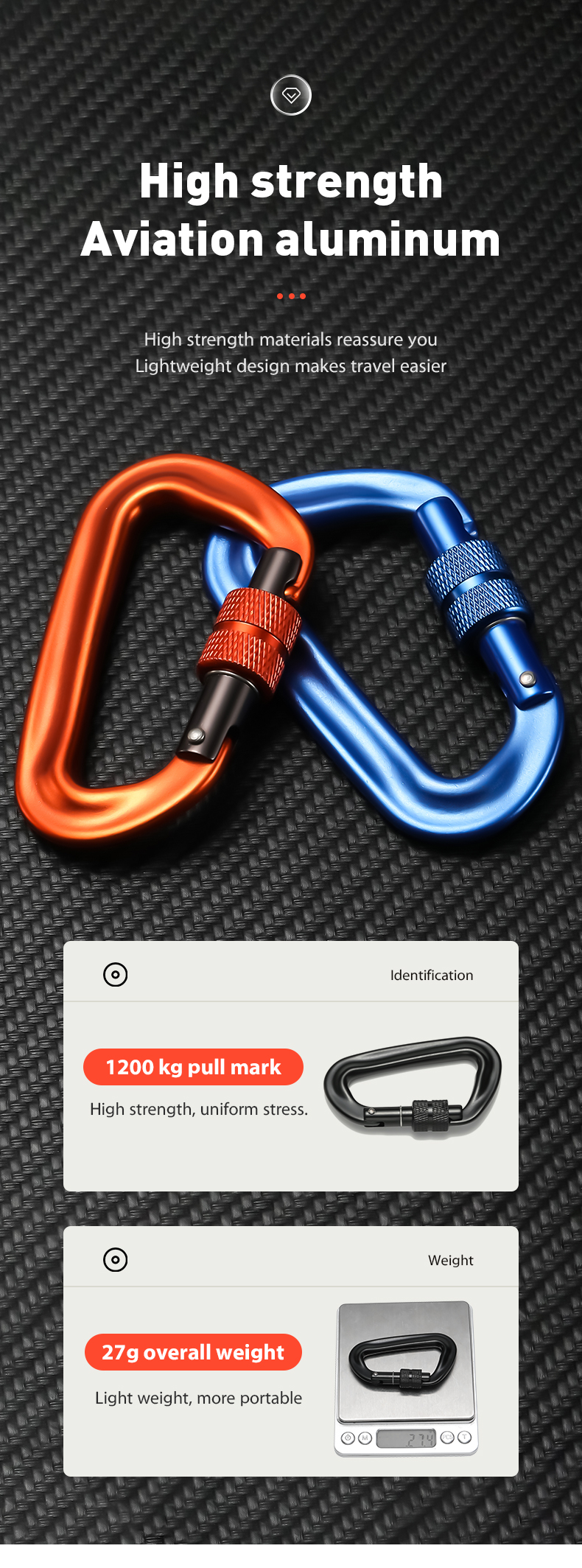 12KN D-shaped mountain buckle accessories