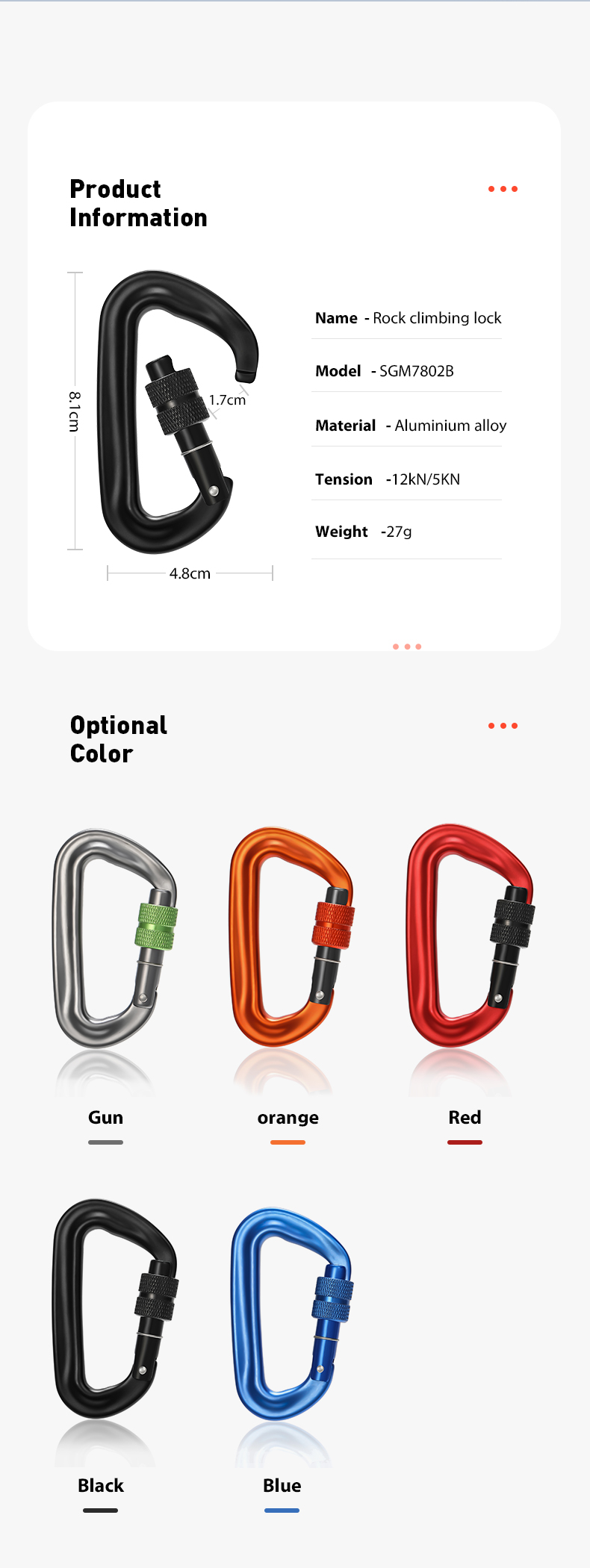 12KN D-shaped mountain buckle accessories