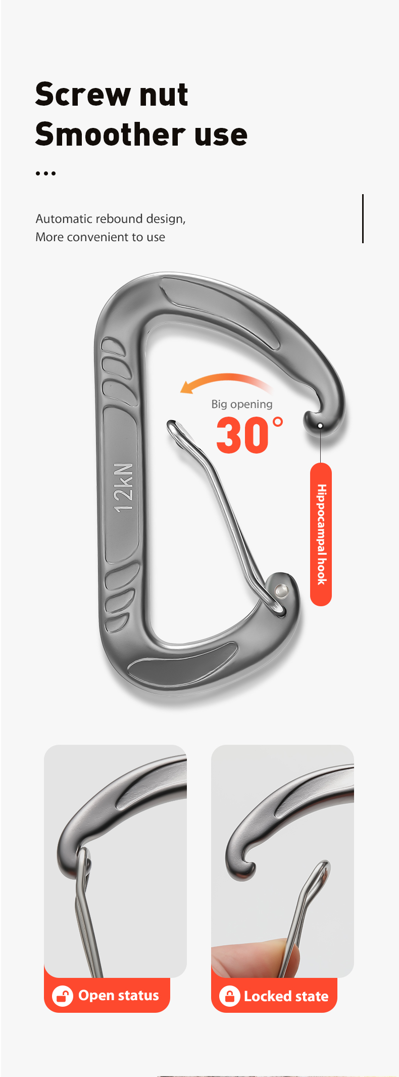 12KN hammock climbing buckle accessories