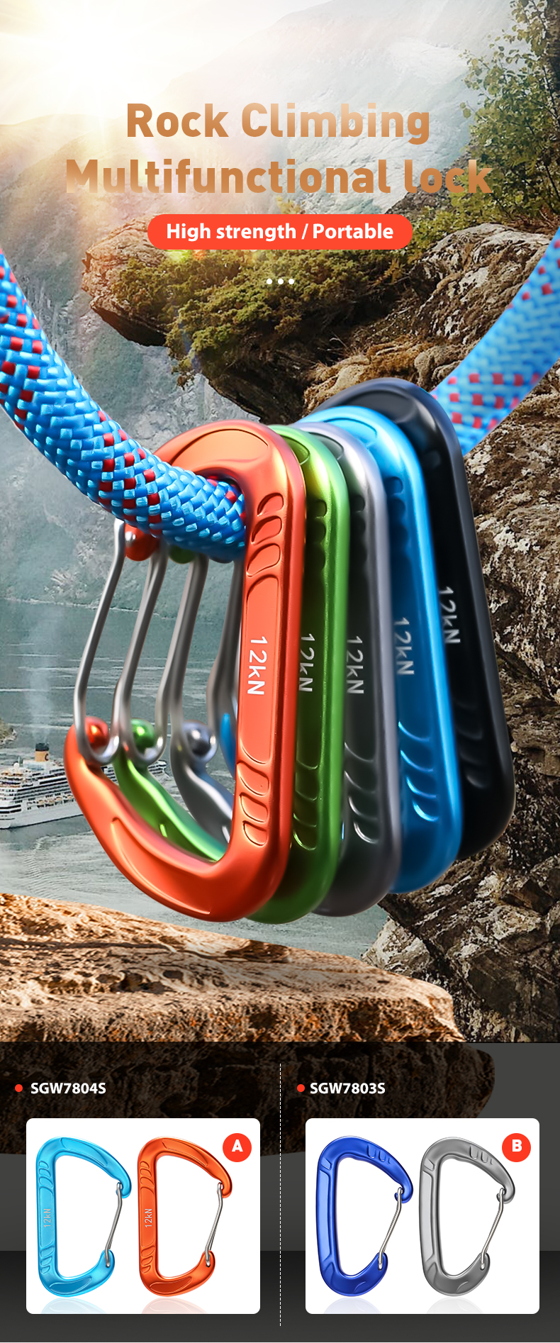 12KN hammock climbing buckle accessories