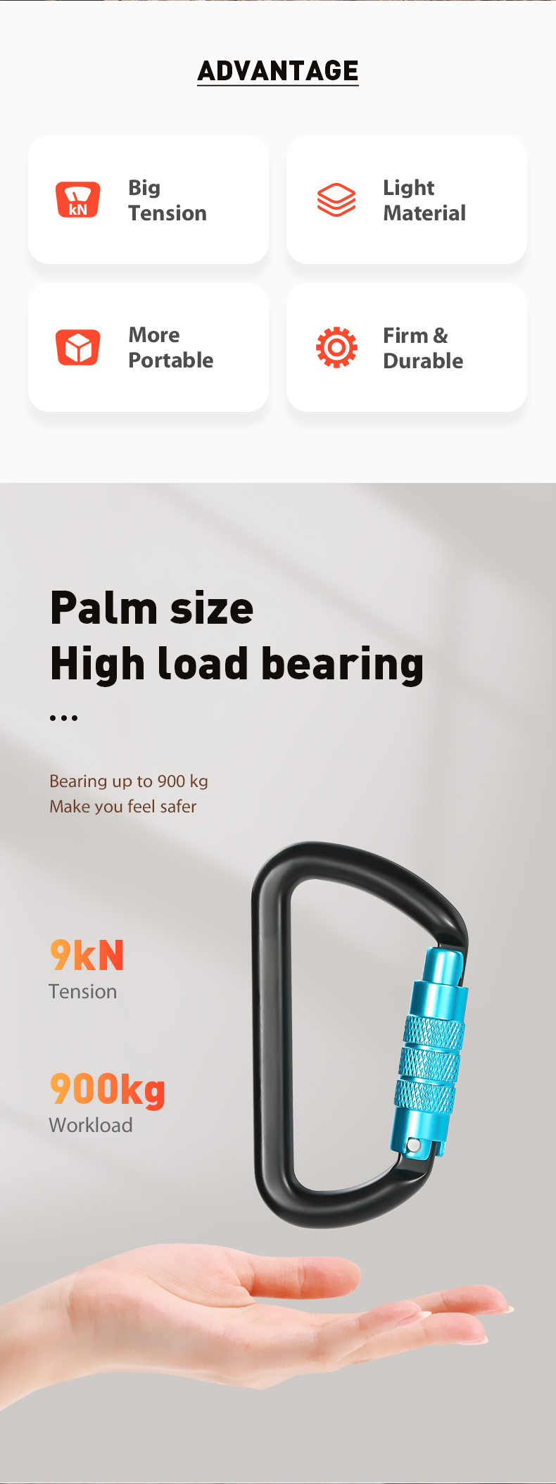 9KN  D-shaped mountain buckle accessories