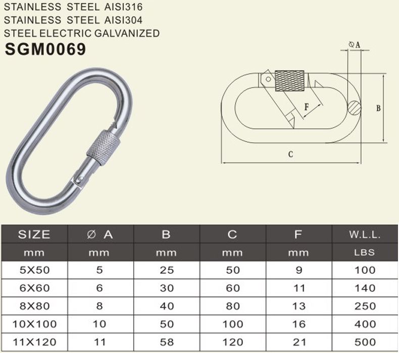 straight snap hook with screw