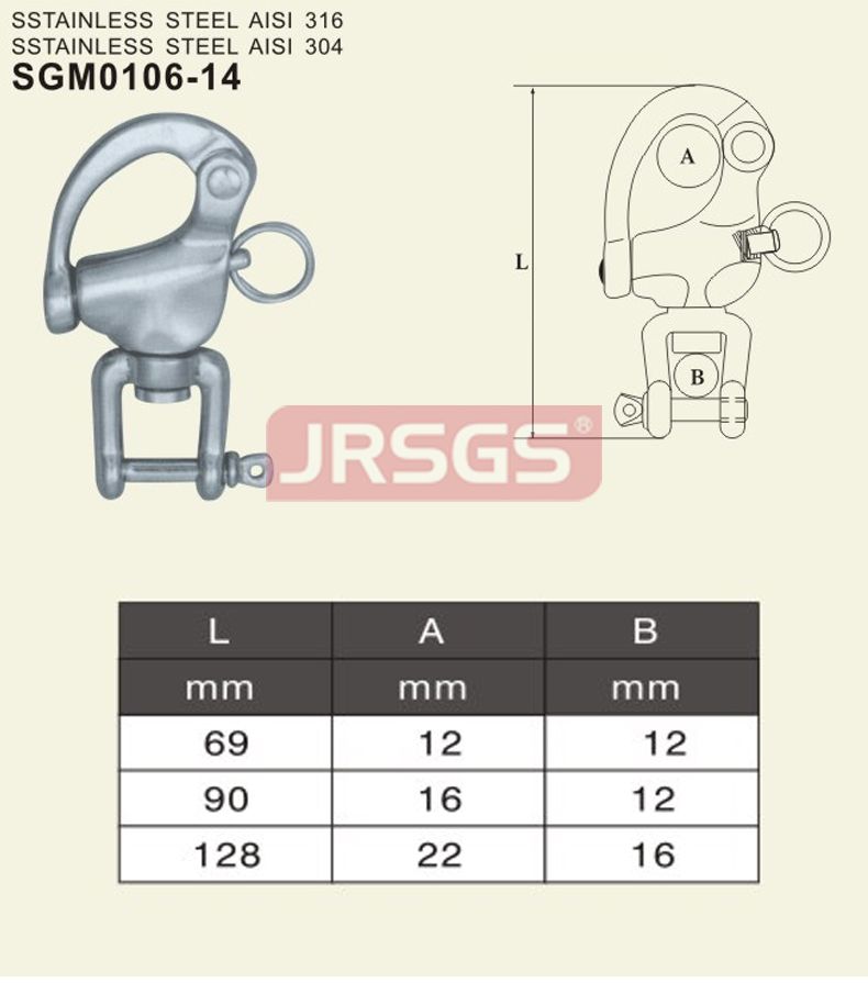 swivel snap shackle jaw head