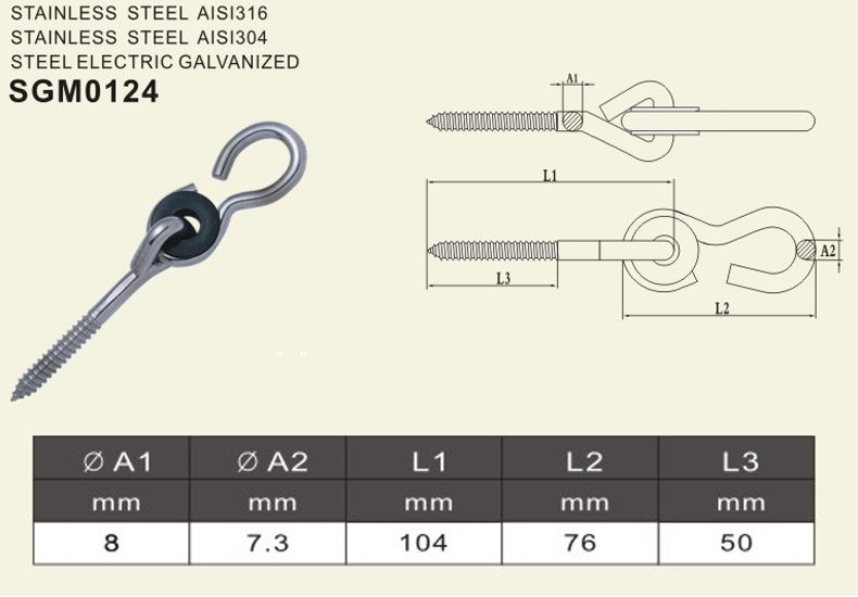 swing hook with bolt and plastic washer