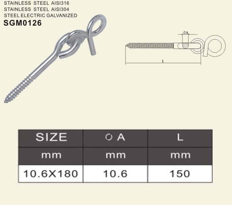 swing hook with bolt and plastic washer