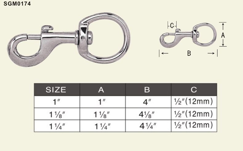 swiveling round eye bolt snap 174