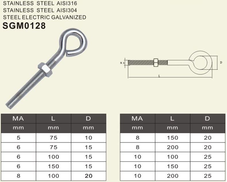 eye screw with nut