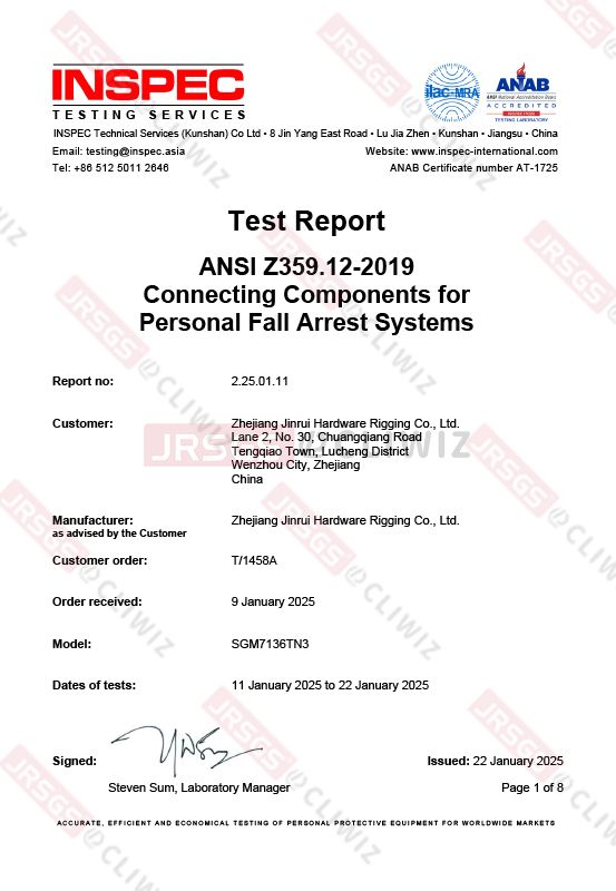 ANSI-SGM7136TN3-2&nbsp;25&nbsp;01&nbsp;11&nbsp;report&nbsp;ANSI&nbsp;Z359.12-2019&nbsp;Jiurui&nbsp;2N007