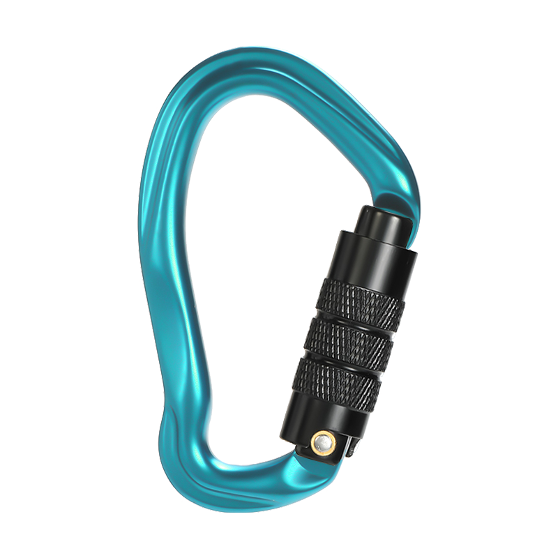 Mountaineering Buckle Outdoor Mountaineering Climbing Equipment Wear Resistant HMS Type Safety Hook Aluminum Alloy Automatic 2-Stage Main Lock