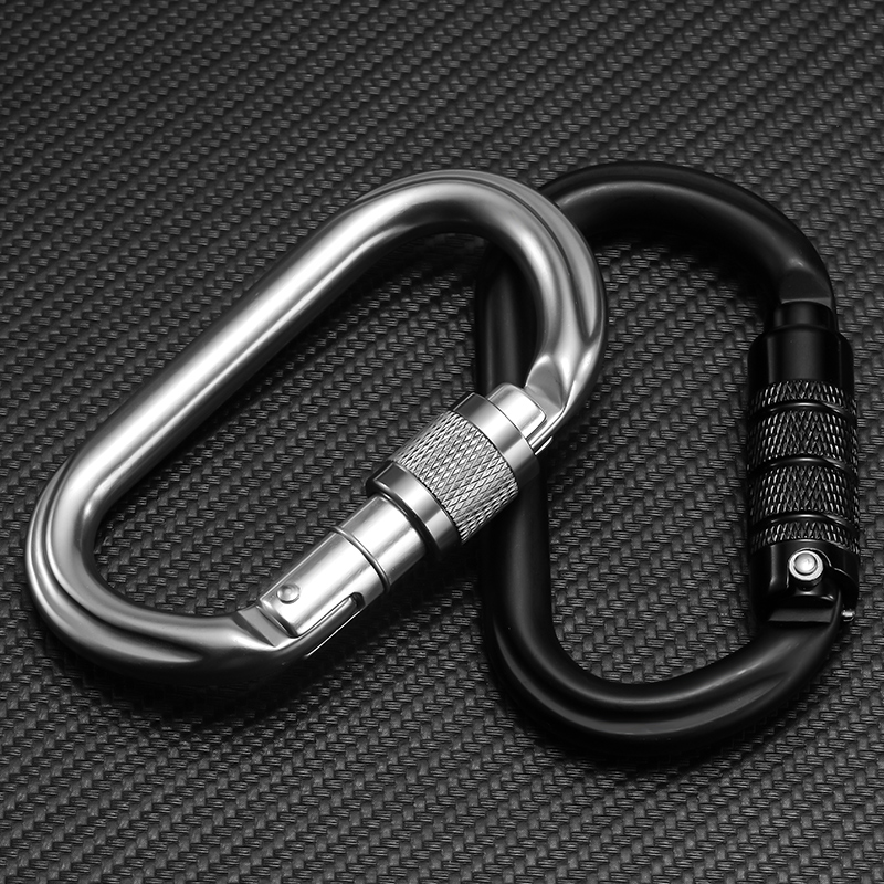 Mountaineering Buckle Outdoor Mountaineering Climbing Equipment Wear Resistant O-shaped Safety Hook Aluminum Alloy Threaded Main Lock
