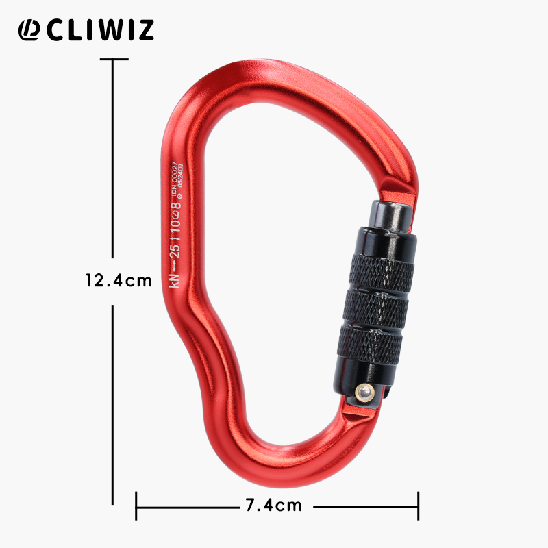 Mountaineering Buckle Outdoor Mountaineering Climbing Equipment Wear Resistant HMS Type Safety Hook Aluminum Alloy Automatic 2-Stage Main Lock