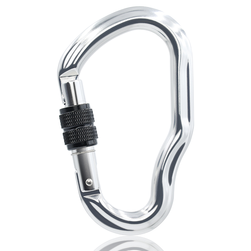Mountaineering Buckle Outdoor Mountaineering Climbing Equipment Wear Resistant HMS Type Safety Hook Aluminum Alloy Threaded Main Lock Main Lock