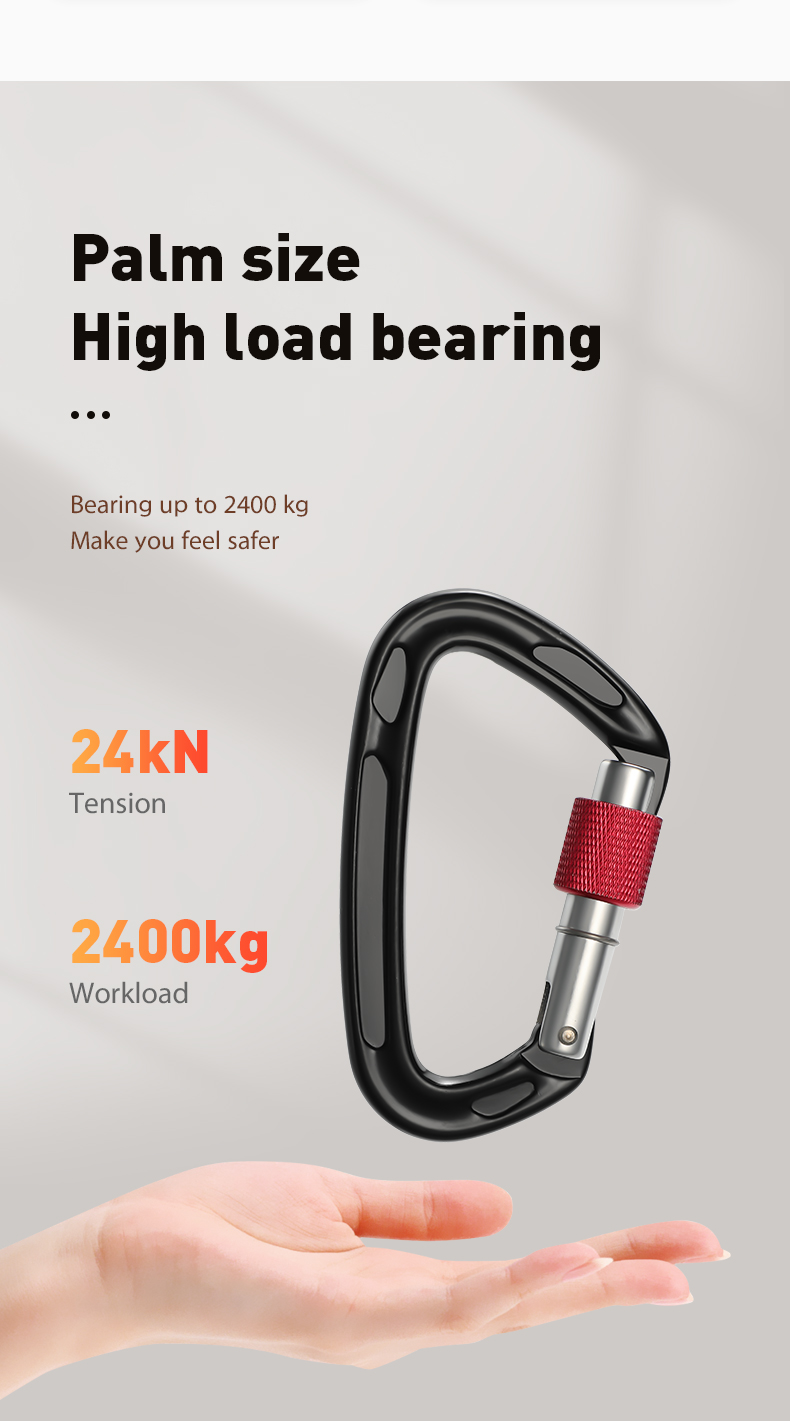 Mountaineering Buckle Outdoor Climbing Equipment Wear Resistant D-Type Safety Hook Aluminum Alloy Thread