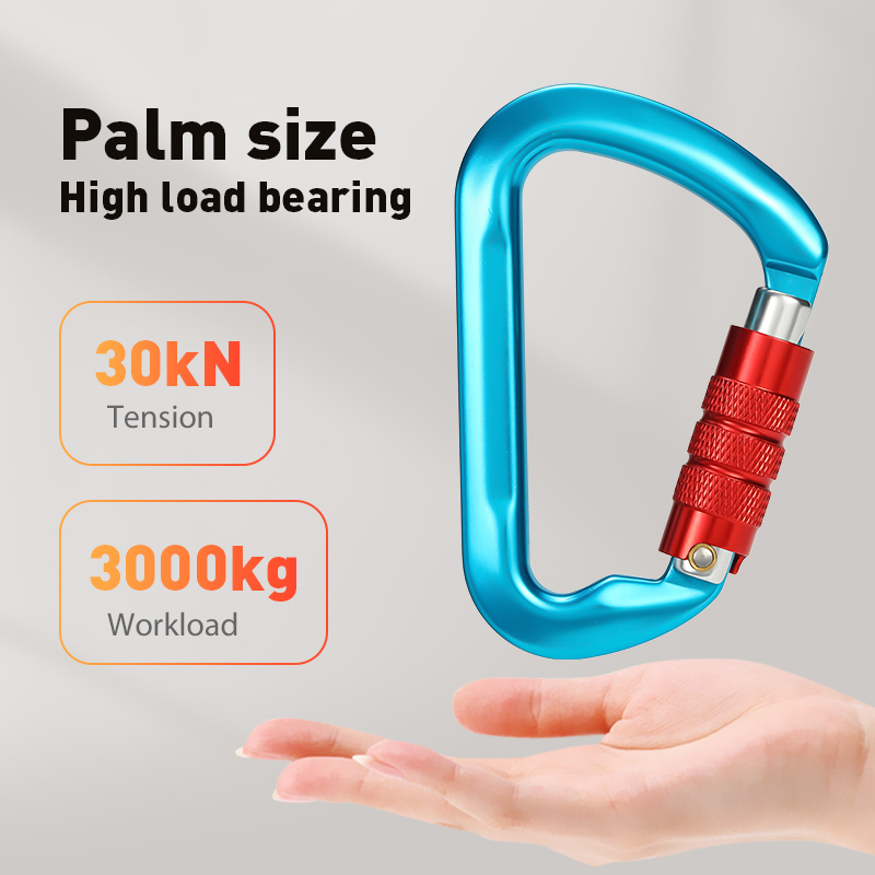 Mountaineering Buckle Outdoor Mountaineering Climbing Equipment Wear resistant D-type Safety Hook Aluminum Alloy Automatic 2-Stage Main Lock