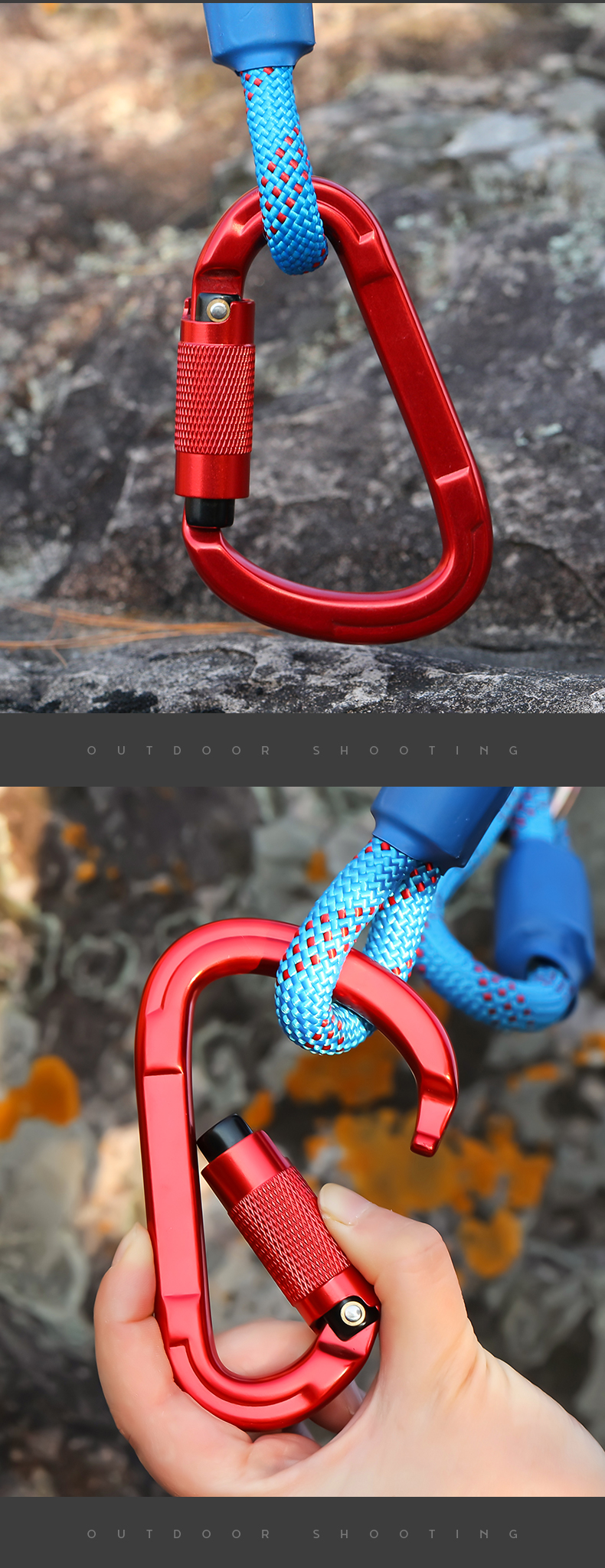 Mountaineering Buckle Outdoor Climbing Equipment Wear Resistant Pear Shaped Automatic Lock Safety Hook Aluminum Alloy Automatic 2-Stage Main Lock Mountaineering Buckle Outdoor Climbing Equipment Wear Resistant Pear Shaped Automatic Lock Safety Hook Aluminum Alloy Automatic 2-Stage Main Lock