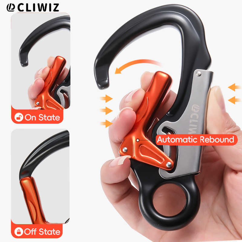Mountaineering Buckle, Outdoor Climbing Equipment, Wear-Resistant K-Type Safety Hook, Aluminum Alloy Automatic 2-Stage Main Lock