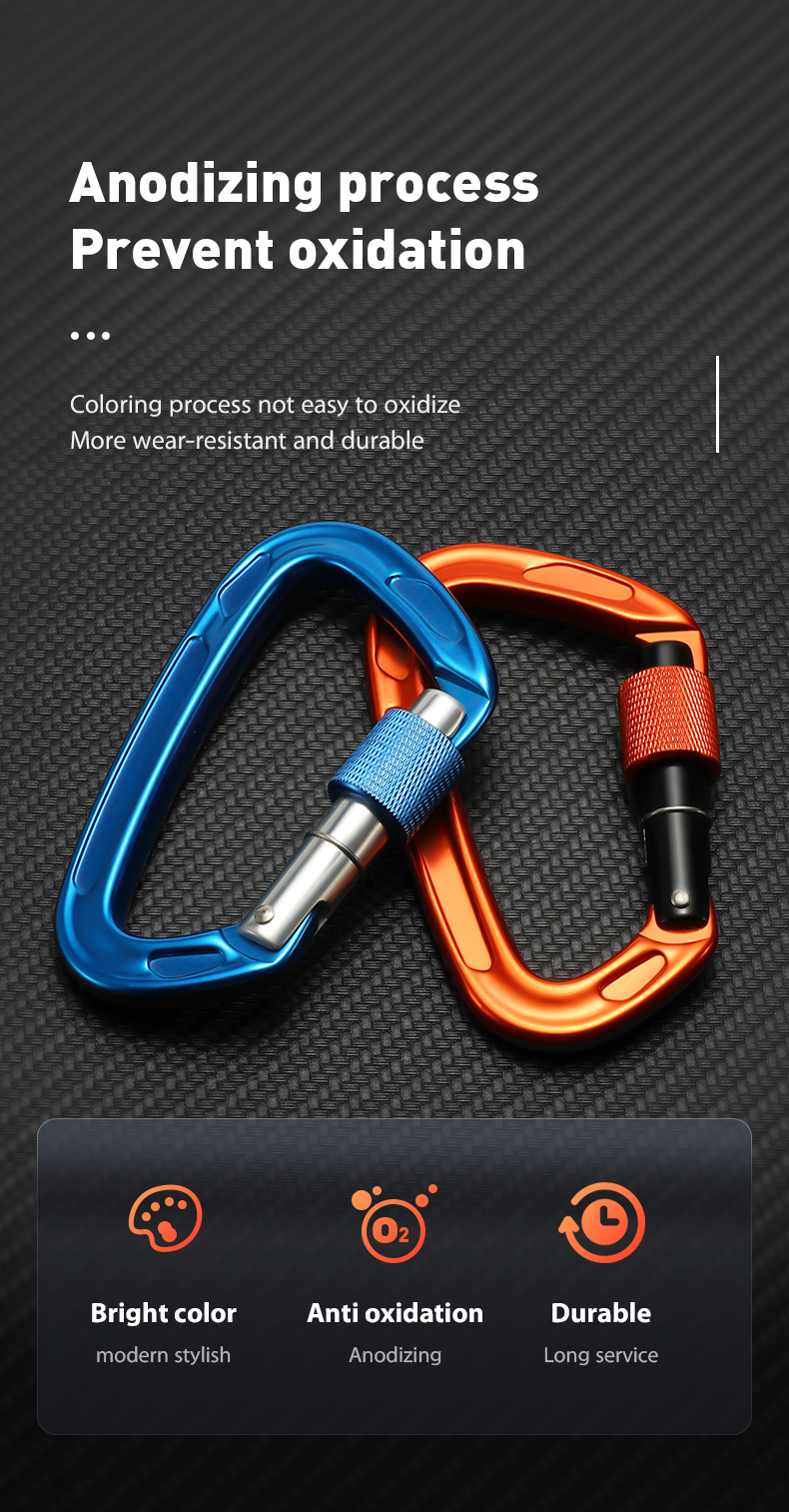 Mountaineering Buckle Outdoor Climbing Equipment Wear Resistant D-Type Safety Hook Aluminum Alloy Thread