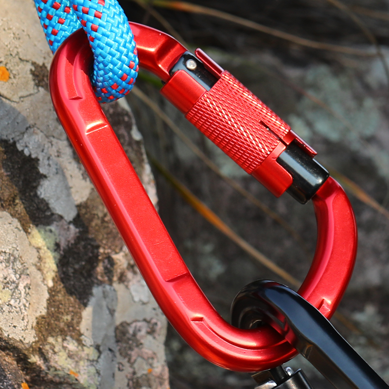 Mountaineering Buckle Outdoor Climbing Equipment Wear Resistant Pear Shaped Automatic Lock Safety Hook Aluminum Alloy Automatic 2-Stage Main Lock