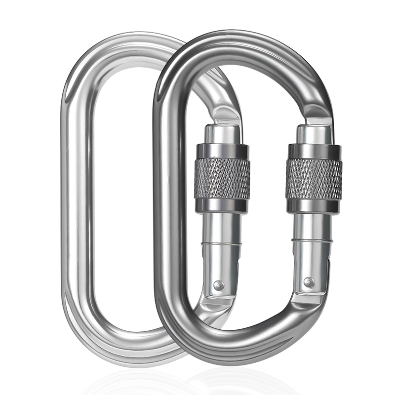 Mountaineering Buckle Outdoor Mountaineering Climbing Equipment Wear Resistant O-shaped Safety Hook Aluminum Alloy Threaded Main Lock