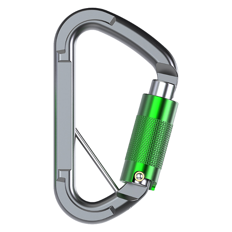 Mountaineering Buckle Outdoor Mountaineering Climbing Equipment Wear Resistant DH Type Safety Hook Aluminum Alloy Automatic 3-stage Main Lock