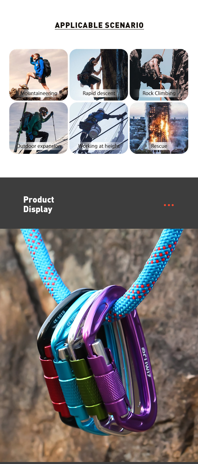 Mountaineering Buckle Outdoor Mountaineering Climbing Equipment Wear resistant D-type Automatic Lock Safety Hook Aluminum Alloy Automatic 2-Stage Main Lock