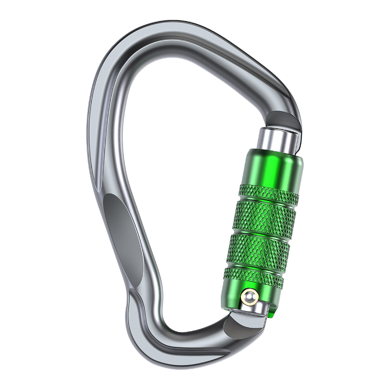 Mountaineering Buckle Outdoor Mountaineering Climbing Equipment Wear Resistant HMS Type Safety Hook Aluminum Alloy Automatic 3-stage Main Lock