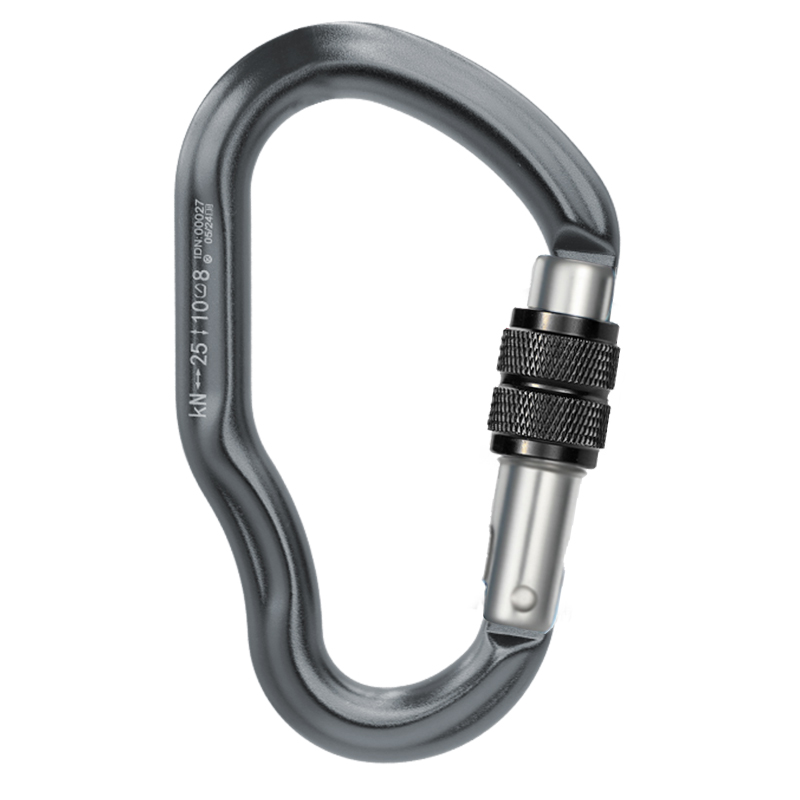 Mountaineering Buckle Outdoor Mountaineering Climbing Equipment Wear Resistant HMS Type Safety Hook Aluminum Alloy Threaded Main Lock Main Lock