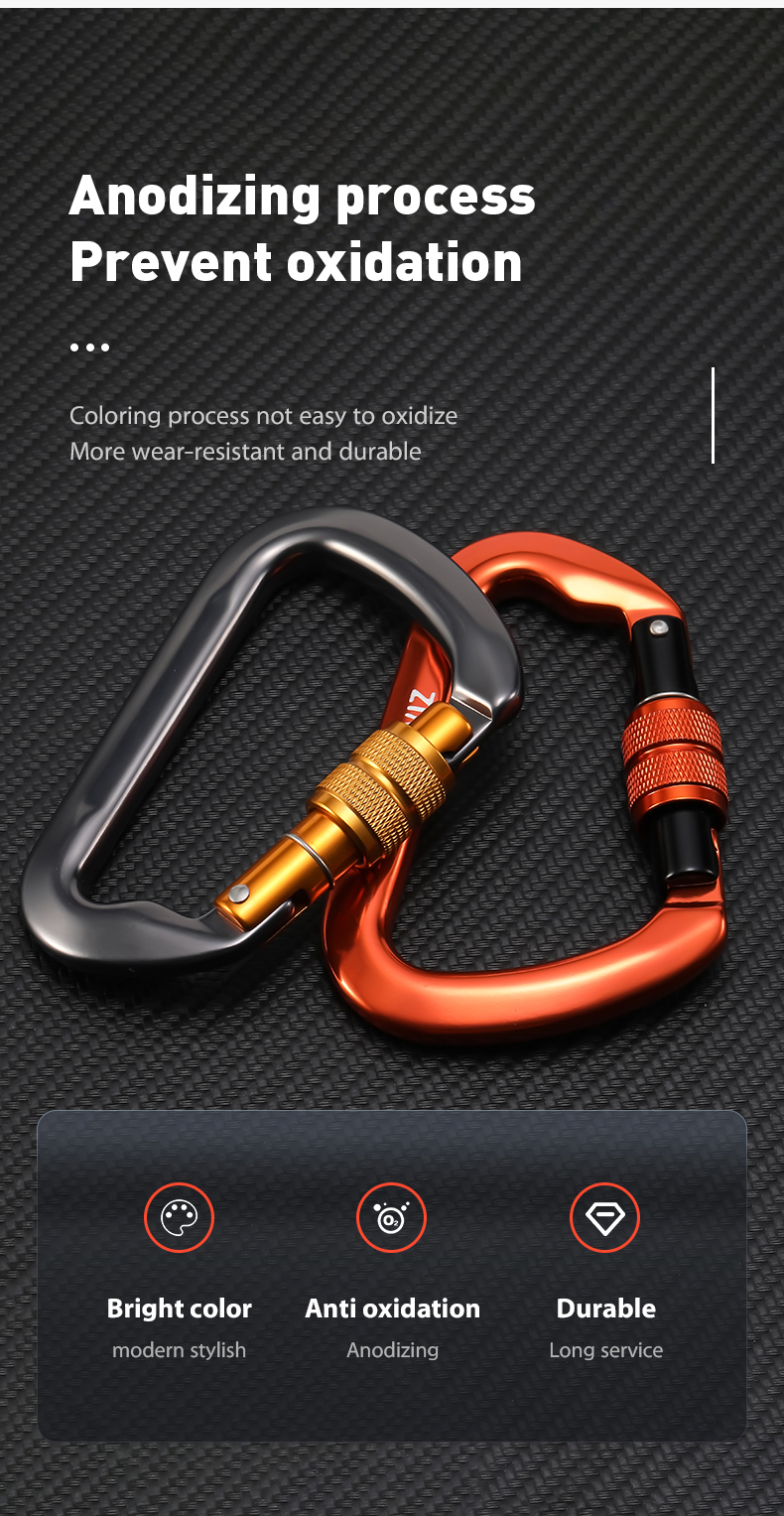 Mountaineering Buckle Outdoor Climbing Equipment Wear Resistant D-Type Safety Hook Aluminum Alloy Thread