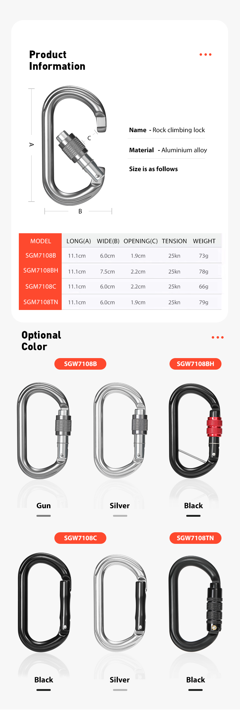 Mountaineering Buckle Outdoor Mountaineering Climbing Equipment Wear Resistant O-type Automatic Lock Safety Hook Aluminum Alloy Automatic 3-section Main Lock