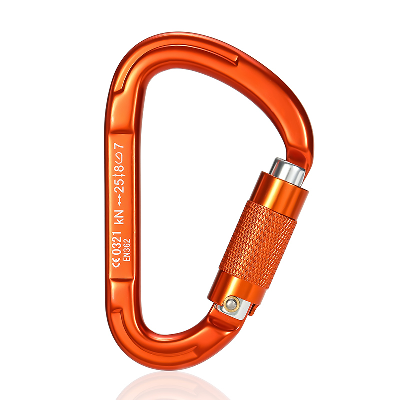 Mountaineering Buckle Outdoor Climbing Equipment Wear Resistant Pear Shaped Automatic Lock Safety Hook Aluminum Alloy Automatic 2-Stage Main Lock