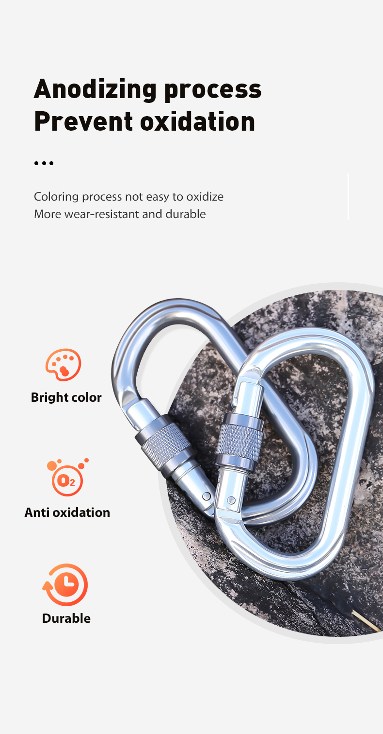 Mountaineering Buckle Outdoor Mountaineering Climbing Equipment Wear Resistant O-shaped Safety Hook Aluminum Alloy Threaded Main Lock