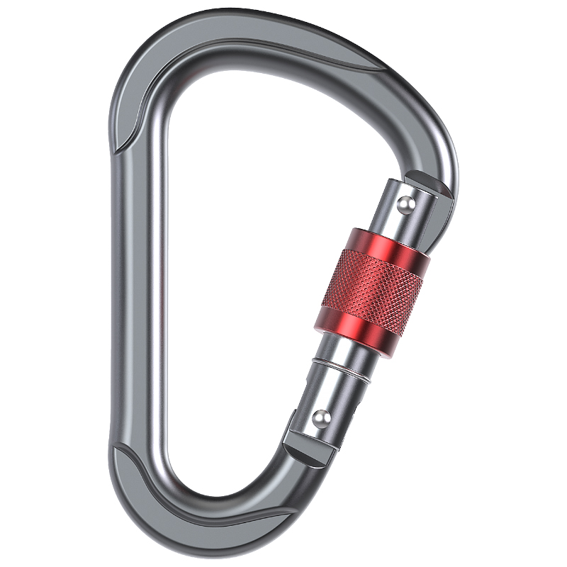 Mountaineering Buckle Outdoor Climbing Equipment Wear Resistant Pear Shaped Safety Hook Aluminum Alloy Threaded Main Lock
