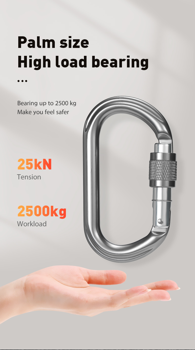 Mountaineering Buckle Outdoor Mountaineering Climbing Equipment Wear Resistant O-shaped Safety Hook Aluminum Alloy Threaded Main Lock