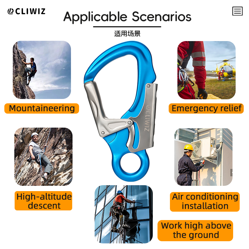 Mountaineering Buckle, Outdoor Climbing Equipment, Wear-Resistant K-Type Safety Hook, Aluminum Alloy Automatic 2-Stage Main Lock