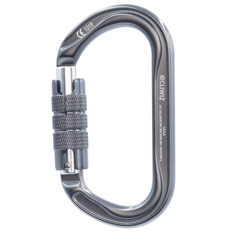 Mountaineering Buckle Outdoor Mountaineering Climbing Equipment Wear resistant O-shaped Flattening Safety Hook Aluminum Alloy Automatic 2-Stage Main Lock