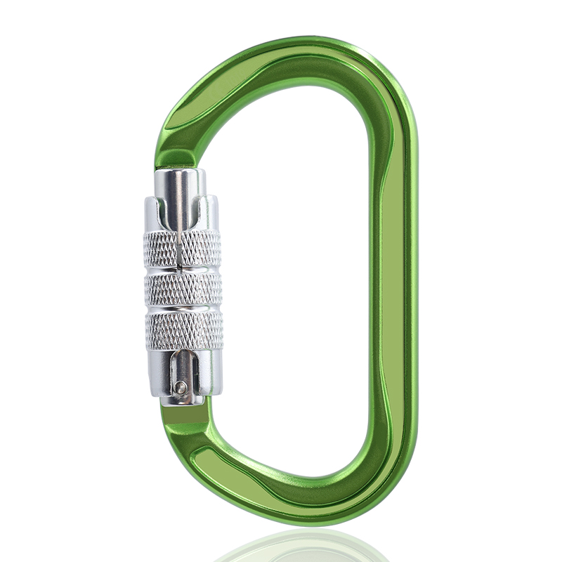 Mountaineering Buckle Outdoor Mountaineering Climbing Equipment Wear resistant O-shaped Flattening Safety Hook Aluminum Alloy Automatic 2-Stage Main Lock