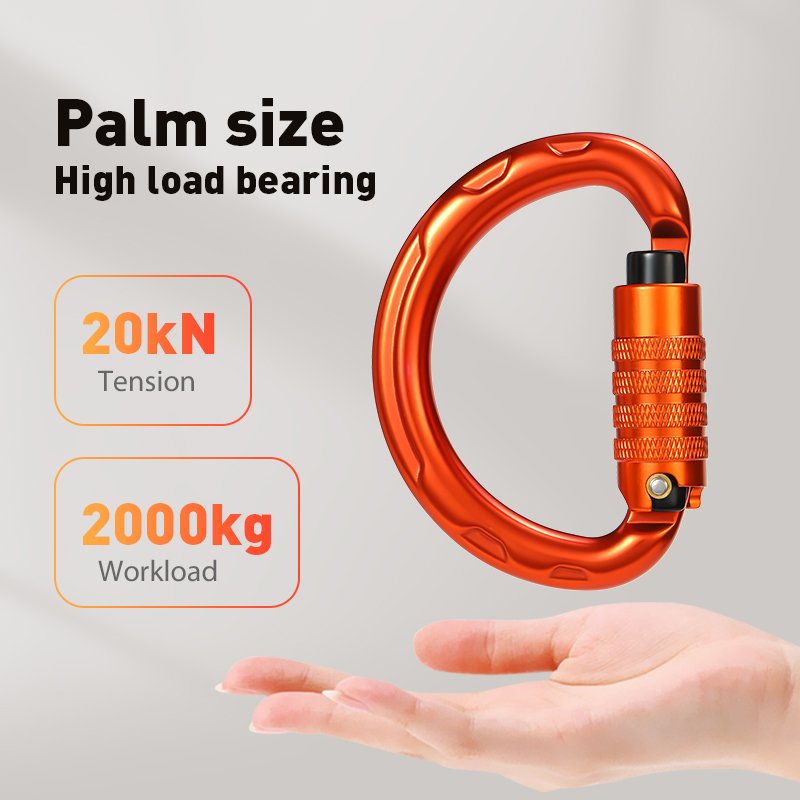 Mountaineering Buckle, Outdoor Climbing Equipment, Wear-Resistant Semi-Circular Safety Hook, Aluminum Alloy Automatic 3-Section Main Lock