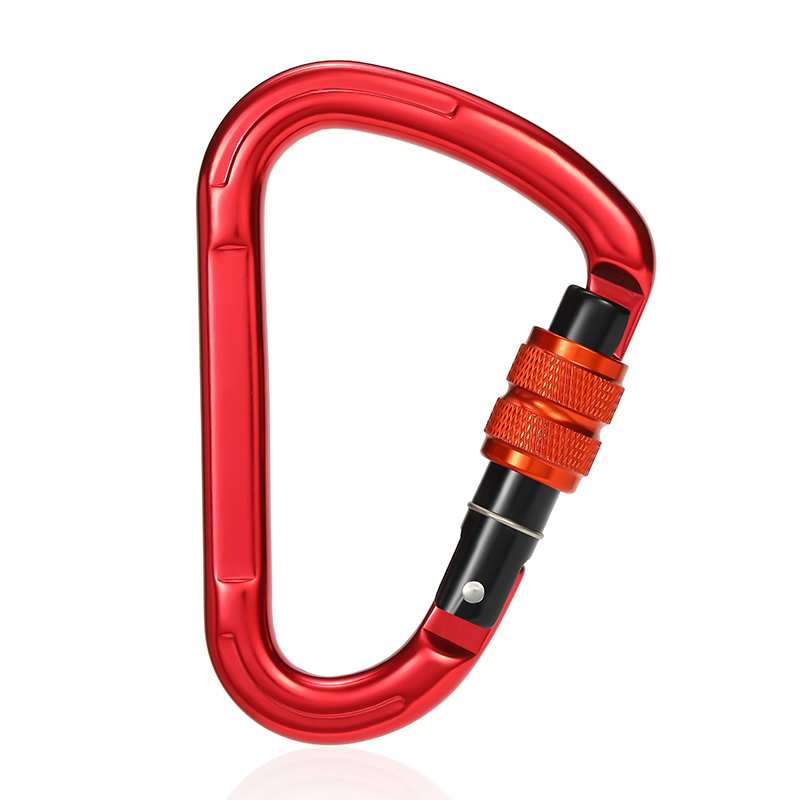 Mountaineering Buckle Outdoor Climbing Equipment Wear Resistant Pear Shaped Safety Hook Aluminum Alloy Threaded Main Lock