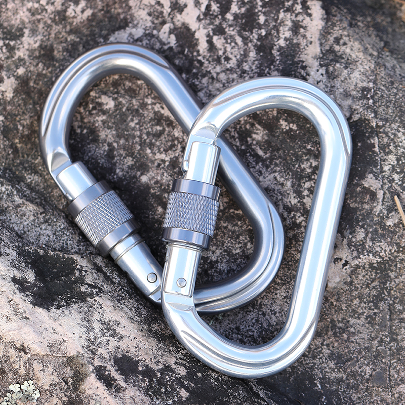 Mountaineering Buckle Outdoor Mountaineering Climbing Equipment Wear Resistant O-shaped Safety Hook Aluminum Alloy Threaded Main Lock