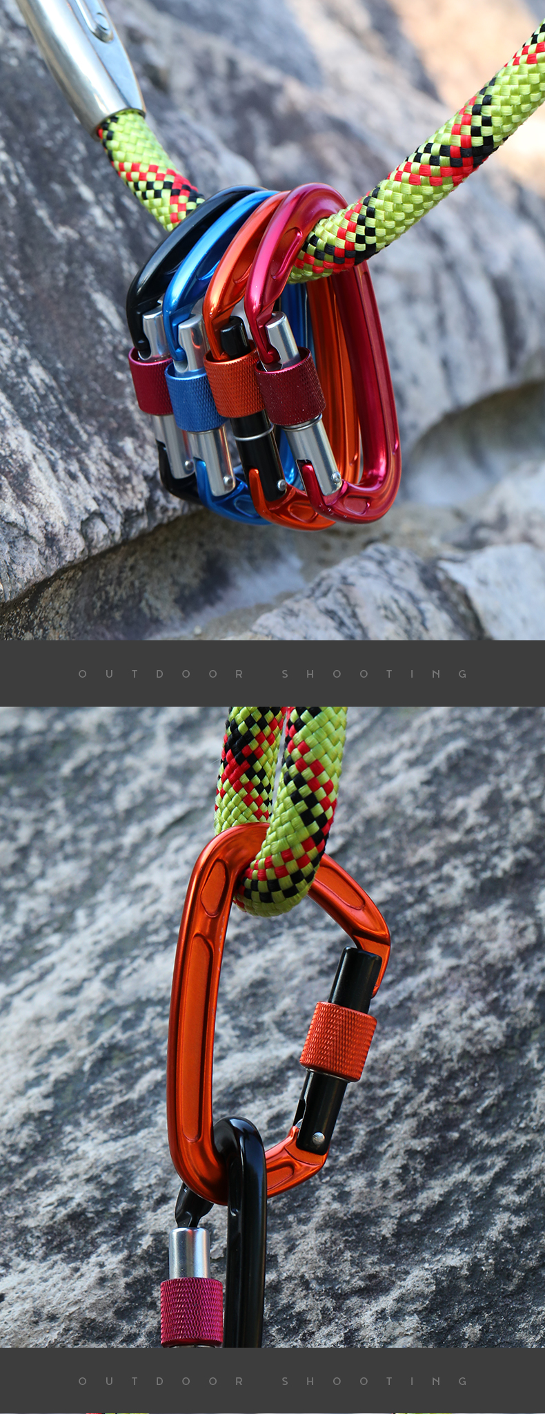 Mountaineering Buckle Outdoor Climbing Equipment Wear Resistant D-Type Safety Hook Aluminum Alloy Thread