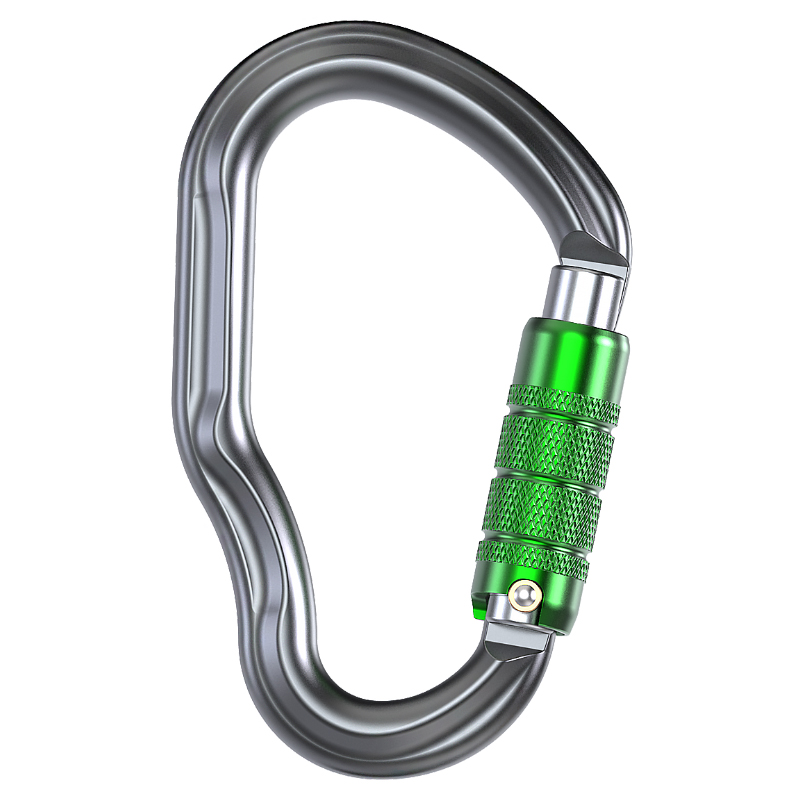 Mountaineering Buckle Outdoor Mountaineering Climbing Equipment Wear Resistant HMS Type Safety Hook Aluminum Alloy Automatic 3-stage Main Lock