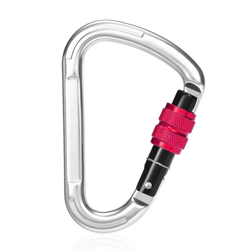 Mountaineering Buckle Outdoor Climbing Equipment Wear Resistant Pear Shaped Safety Hook Aluminum Alloy Threaded Main Lock