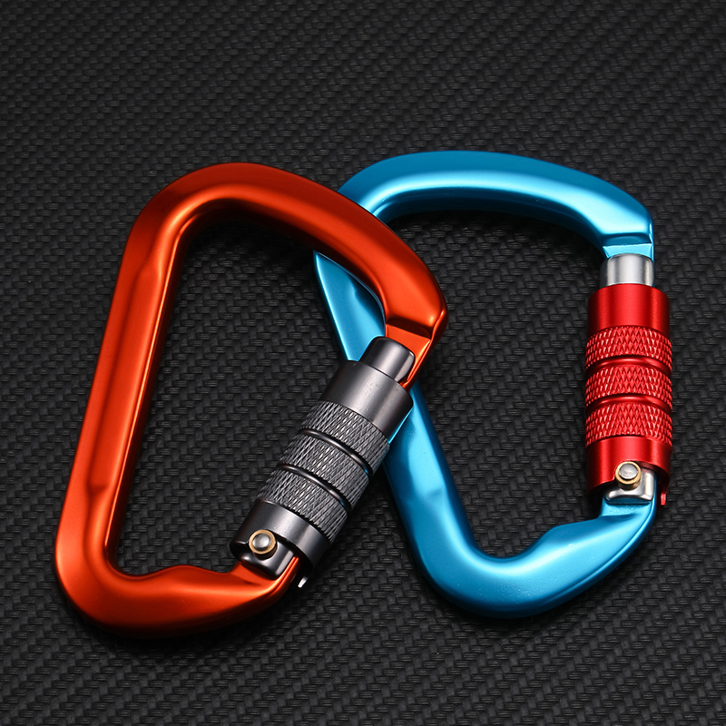 Mountaineering Buckle Outdoor Mountaineering Climbing Equipment Wear resistant D-type Safety Hook Aluminum Alloy Automatic 2-Stage Main Lock